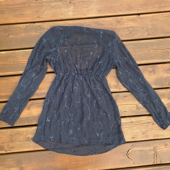 Black Floral Lace Sheer Coverup/Lingerie/Dress | SIZE: MATERNITY XS - Picture 4 of 7